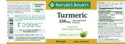 Label for Turmeric 538 mg
