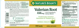Label for Valerian Root 450 mg with Proprietary Herbal Blend