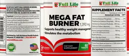 Label for Mega Fat Burner 1,392 mg