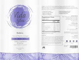 Label for Natural Marine Collagen Blueberry