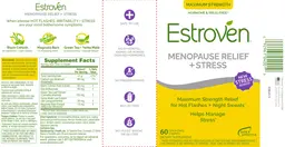 Label for Maximum Strength Estroven Menopause Relief + Stress