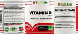 Label for Vitamin D3 500 IU