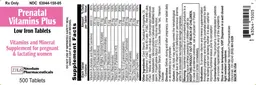 Label for Prenatal Vitamins Plus