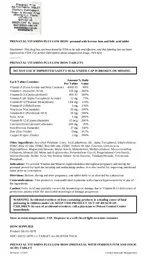 Label for Prenatal Vitamins Plus Low Iron Tablets