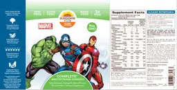 Label for Complete Multivitamin Marvel Gummies