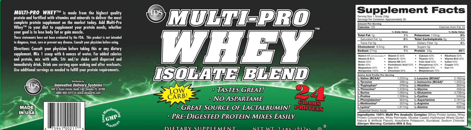 Label for Multi-Pro Whey