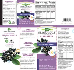 Label for Sambucus Original Syrup for Kids