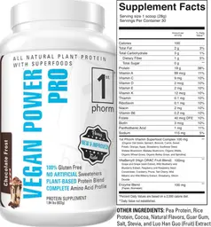 Label for Vegan Powder Pro Chocolate Frost