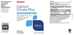 Label for Calcium Citrate Plus 800 mg