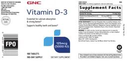 Label for Vitamin D-3 125 mcg (5000 IU)