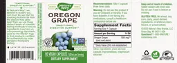 Label for Oregon Grape 500 mg