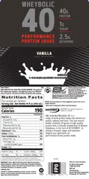 Label for Wheybolic 40 Vanilla