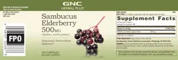 Label for Sambucus Elderberry 500 mg