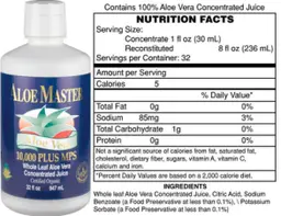 Label for Aloe Master 10,000 Plus MPS
