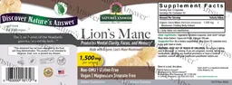 Label for Lion's Mane 1,500 mg