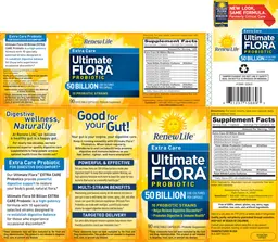 Label for Ultimate Flora Probiotic Extra Care 50 Billion