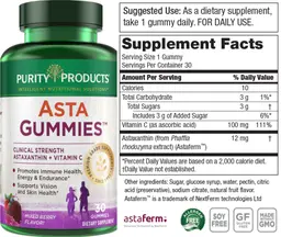 Label for Asta Gummies Mixed Berry Flavor!