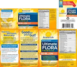 Label for Ultimate Flora Probiotic Extra Care 150 Billion