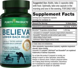 Label for Believa Lower Back Relief