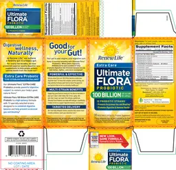 Label for Ultimate Flora Probiotic Extra Care 100 Billion