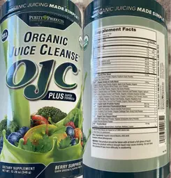 Label for OJC Plus Super Formula Organic Juice Cleanse Berry Surprise