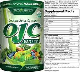 Label for Organic Juice Cleanse OJC Daily Super Food Apple Sunrise