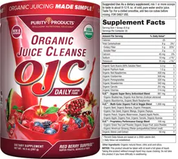 Label for Organic Juice Cleanse OJC Daily Super Food Red Berry Surprise