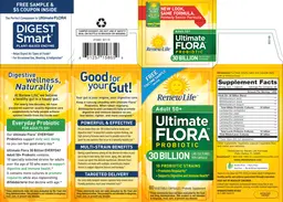 Label for Ultimate Flora Probiotic Adult 50+ 30 Billion