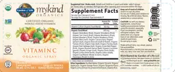Label for Vitamin C Organic Spray Orange-Tangerine