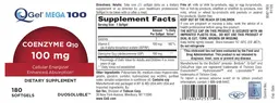 Label for Q-Gel Mega 100 Coenzyme Q10 100 mg