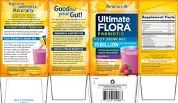 Label for Ultimate Flora Probiotic Fizzy Drink Mix 15 Billion Mixed Berry Flavor
