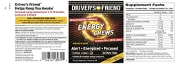 Label for Driver's Friend Energy Chews Mocha Flavor