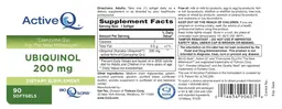Label for Active-Q Ubiquinol 200 mg