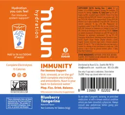 Label for Immunity Blueberry Tangerine
