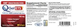 Label for Q-Gel ETS Mega 100 Coenzyme Q10 100 mg