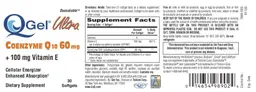 Label for Q-Gel Ultra Coenzyme Q10 60 mg + 100 mg Vitamin E