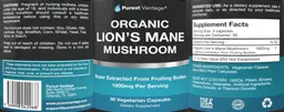 Label for Organic Lion's Mane Mushroom