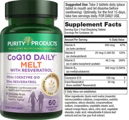 Label for CoQ10 Daily Melt with Resveratrol