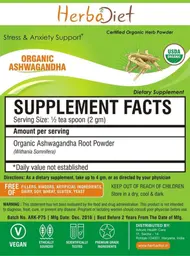 Label for Organic Ashwagandha