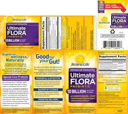 Label for Ultimate Flora Probiotic Advanced Immunity 10 Billion