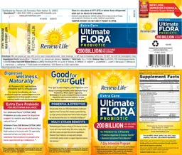 Label for Ultimate Flora Probiotic Extra Care 200 Billion