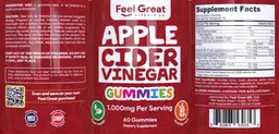 Label for Apple Cider Vinegar Gummies 1,000 mg