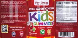 Label for Apple Cider Vinegar for Kids Gummies 1,000 mg