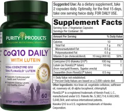 Label for CoQ10 Daily with Lutein