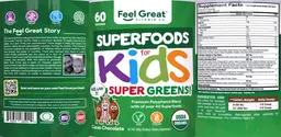 Label for Superfoods for Kids Super Greens! Cacao Chocolate