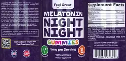 Label for Melatonin Night Night Gummies 5 mg