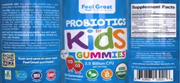 Label for Probiotics for Kids Gummies 2.5 Billion CFU