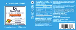 Label for D3 Gummies 50 mcg (2000 IU)