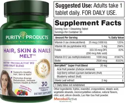 Label for Hair, Skin & Nails Melt Delicious Berry Lemonade Flavor