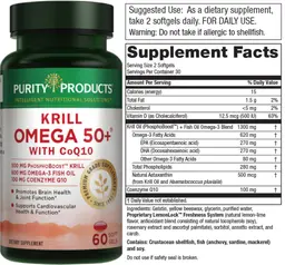 Label for Krill Omega 50+ with CoQ10